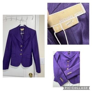 Michael kors purple blazer 100% wool size 8